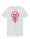 Pink Distressed Feminism Symbol Womens T-Shirt-Womens T-Shirt-TooLoud-White-X-Small-Davson Sales