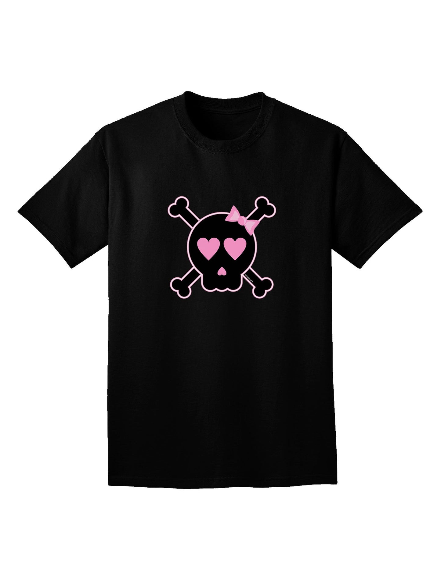 Pink and Black Crossbones Girl Adult Dark V-Neck T-Shirt-TooLoud-Black-Small-Davson Sales