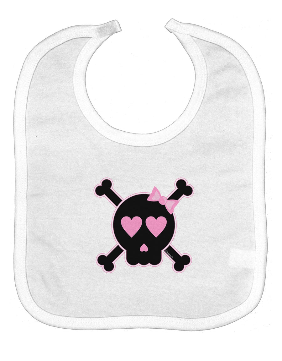 Pink and Black Crossbones Girl Baby Bib