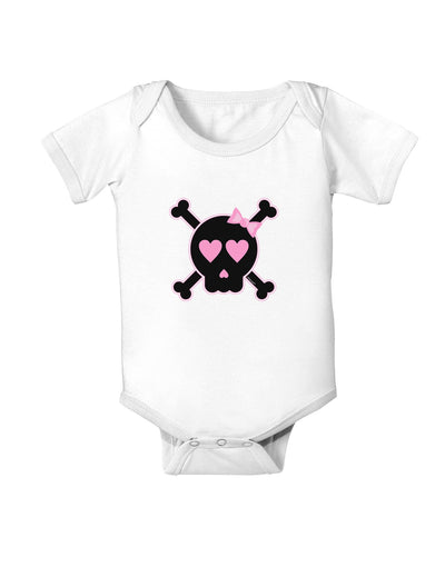 Pink and Black Crossbones Girl Baby Romper Bodysuit-Baby Romper-TooLoud-White-06-Months-Davson Sales