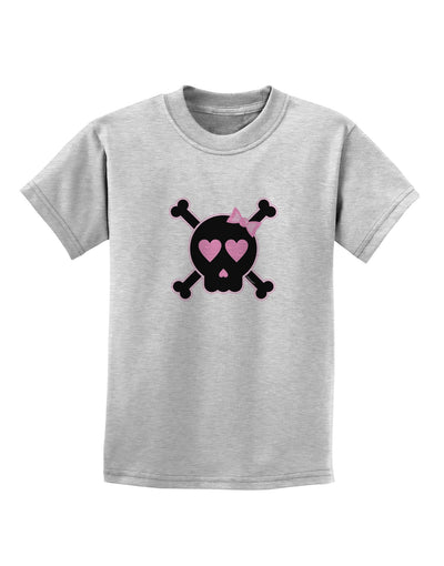 Pink and Black Crossbones Girl Childrens T-Shirt-Childrens T-Shirt-TooLoud-AshGray-X-Small-Davson Sales