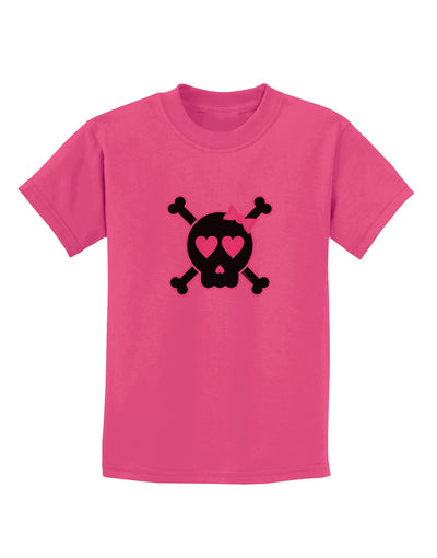 Pink and Black Crossbones Girl Childrens T-Shirt-Childrens T-Shirt-TooLoud-Sangria-X-Small-Davson Sales