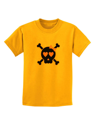 Pink and Black Crossbones Girl Childrens T-Shirt-Childrens T-Shirt-TooLoud-Gold-X-Small-Davson Sales