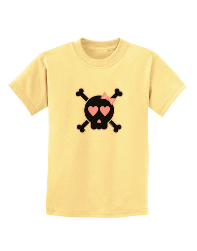 Pink and Black Crossbones Girl Childrens T-Shirt-Childrens T-Shirt-TooLoud-Daffodil-Yellow-X-Small-Davson Sales