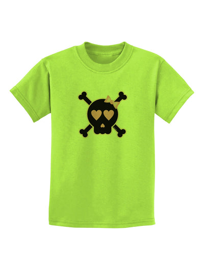 Pink and Black Crossbones Girl Childrens T-Shirt-Childrens T-Shirt-TooLoud-Lime-Green-X-Small-Davson Sales