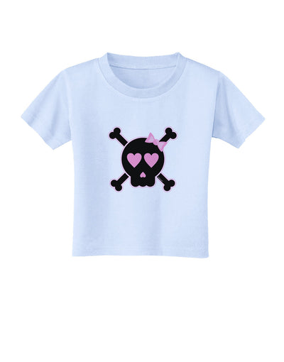 Pink and Black Crossbones Girl Toddler T-Shirt-Toddler T-Shirt-TooLoud-Light-Blue-2T-Davson Sales