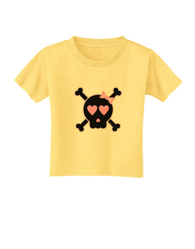 Pink and Black Crossbones Girl Toddler T-Shirt-Toddler T-Shirt-TooLoud-Daffodil-Yellow-2T-Davson Sales