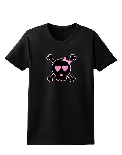 Pink and Black Crossbones Girl Womens Dark T-Shirt-TooLoud-Black-X-Small-Davson Sales