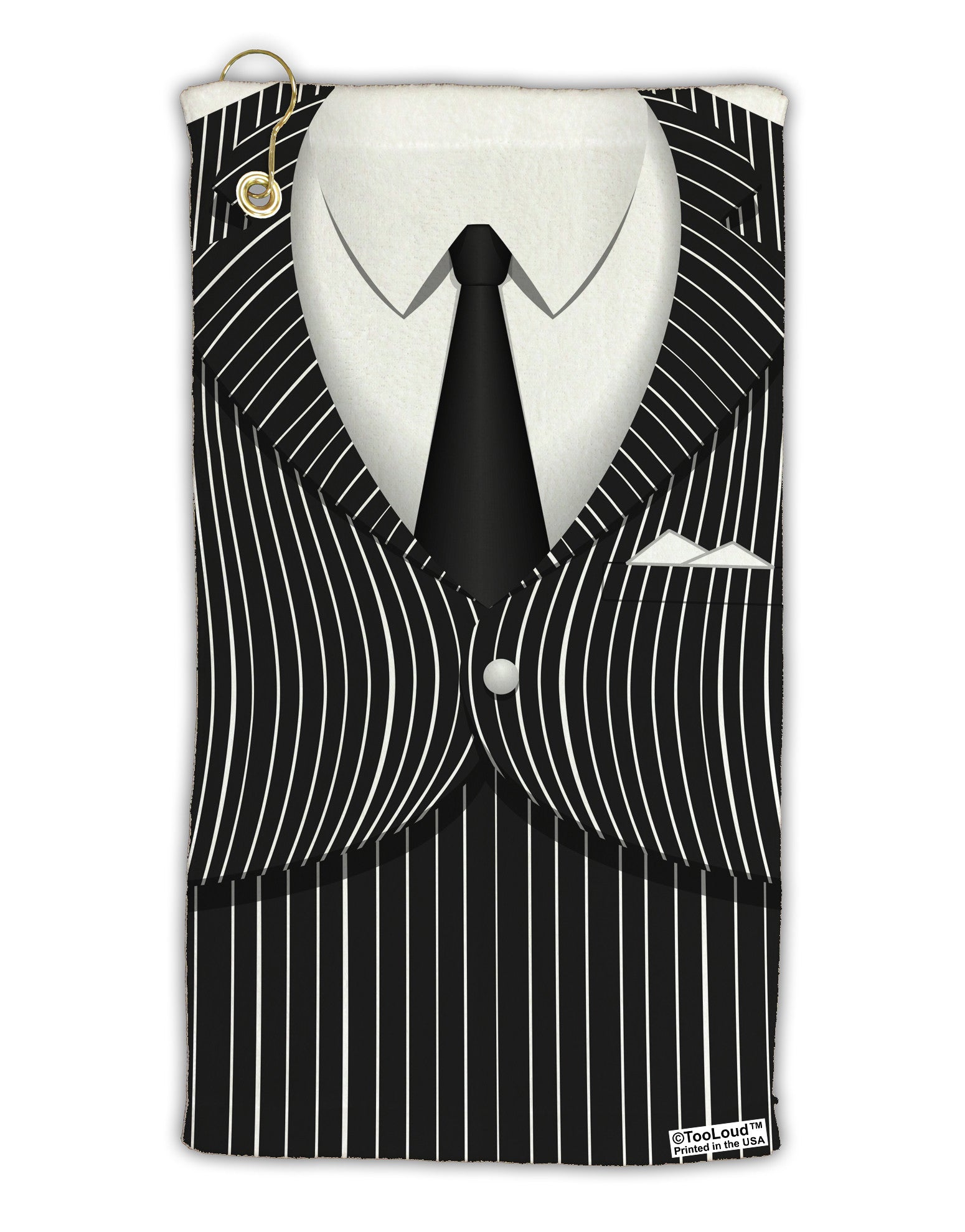 Pinstripe Gangster Jacket Printed Costume Micro Terry Gromet Golf Towel 15 x 22 Inch All Over Print-Golf Towel-TooLoud-White-Davson Sales
