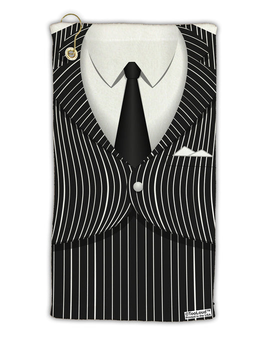 Pinstripe Gangster Jacket Printed Costume Micro Terry Gromet Golf Towel 15 x 22 Inch All Over Print-Golf Towel-TooLoud-White-Davson Sales