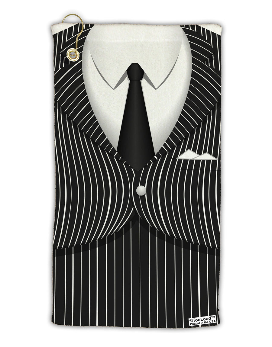 Pinstripe Gangster Jacket Printed Costume Micro Terry Gromet Golf Towel 15 x 22 Inch All Over Print-Golf Towel-TooLoud-White-Davson Sales