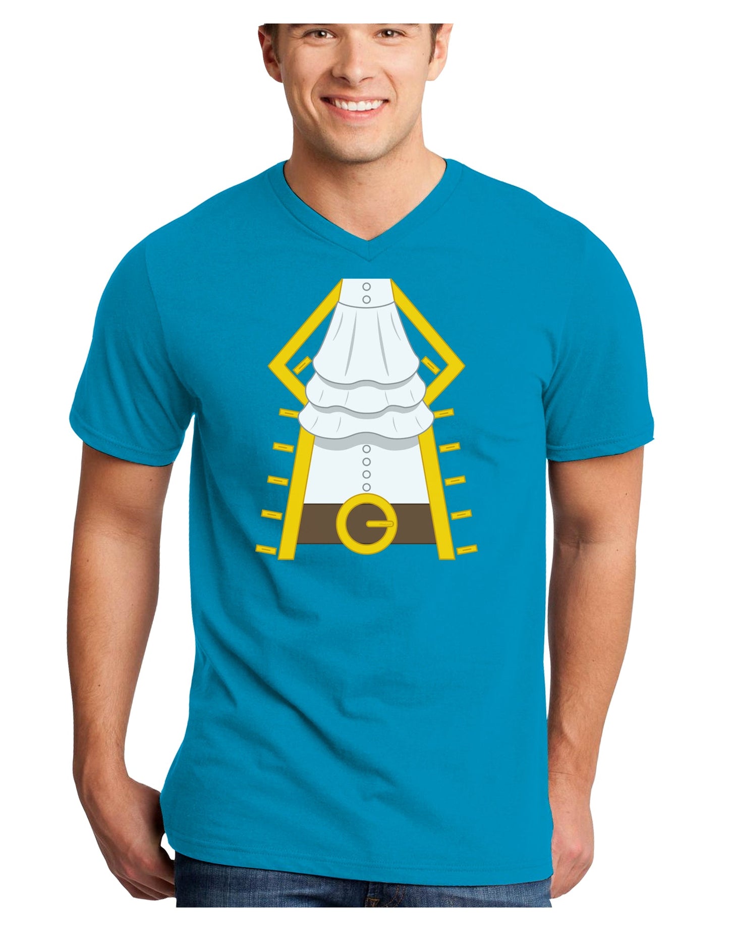 Pirate Captain Costume Gold Adult Dark V-Neck T-Shirt-Mens V-Neck T-Shirt-TooLoud-Turquoise-Small-Davson Sales