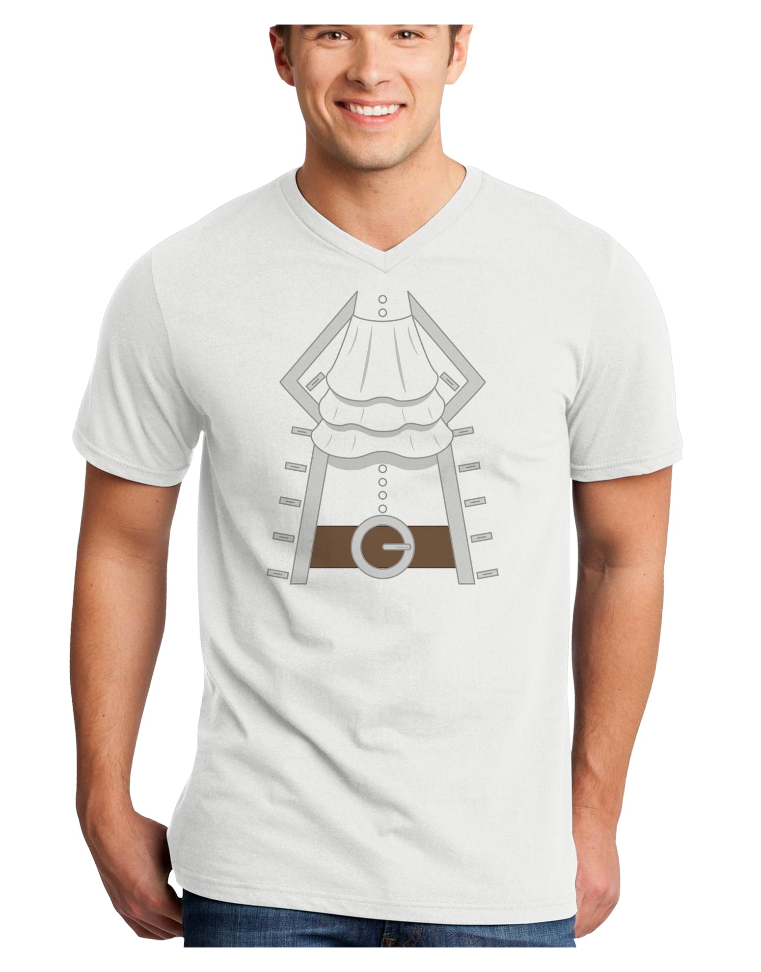 Pirate Captain Costume Silver Adult V-Neck T-shirt-Mens V-Neck T-Shirt-TooLoud-White-Small-Davson Sales