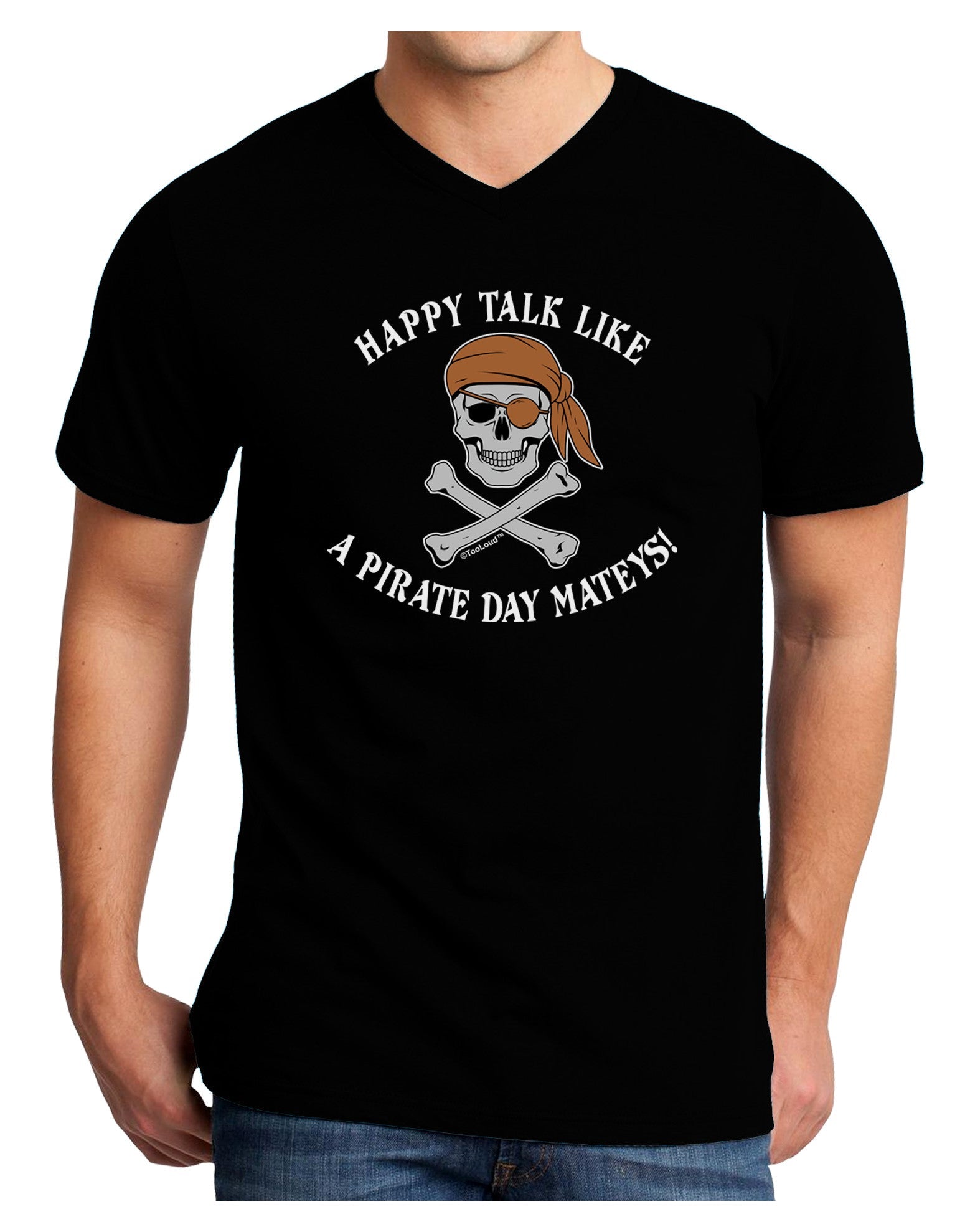Pirate Day Mateys Adult Dark V-Neck T-Shirt-Mens V-Neck T-Shirt-TooLoud-Black-Small-Davson Sales