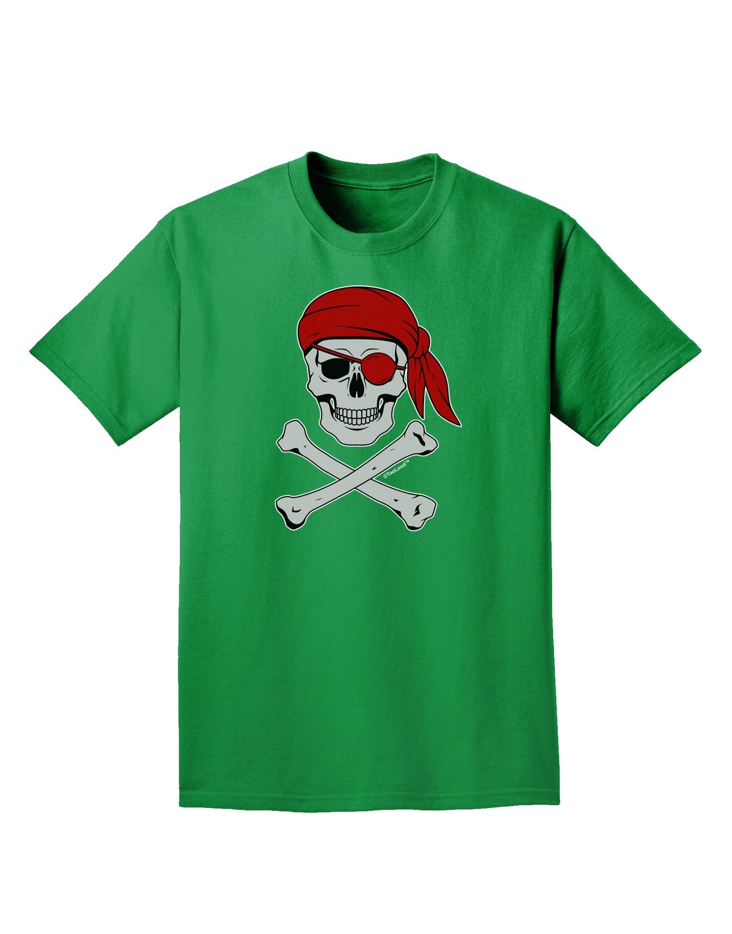 Pirate Skull Adult Dark T-Shirt-Mens T-Shirt-TooLoud-Kelly-Green-Small-Davson Sales