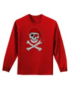 Pirate Skull Adult Long Sleeve Dark T-Shirt-TooLoud-Red-Small-Davson Sales