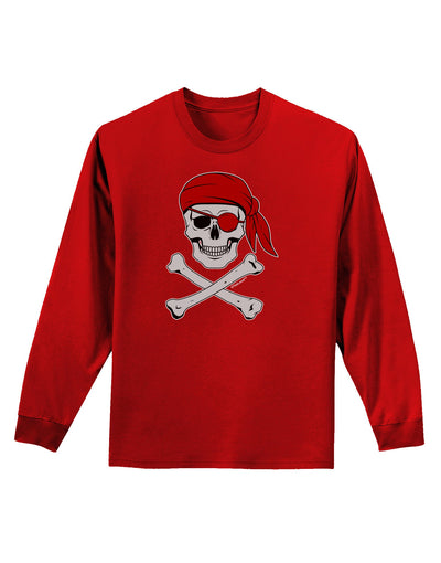 Pirate Skull Adult Long Sleeve Dark T-Shirt-TooLoud-Red-Small-Davson Sales