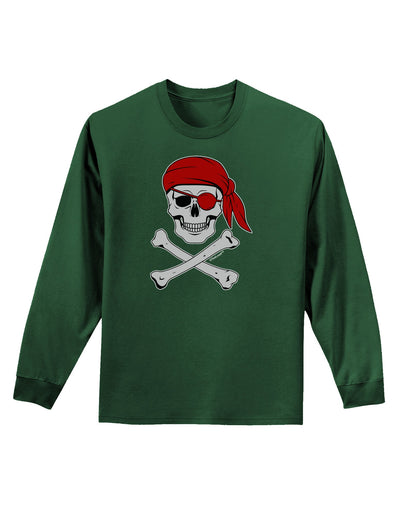 Pirate Skull Adult Long Sleeve Dark T-Shirt-TooLoud-Dark-Green-Small-Davson Sales