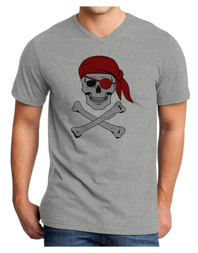 Pirate Skull Adult V-Neck T-shirt-Mens V-Neck T-Shirt-TooLoud-HeatherGray-Small-Davson Sales