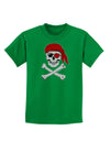 Pirate Skull Childrens Dark T-Shirt-Childrens T-Shirt-TooLoud-Kelly-Green-X-Small-Davson Sales