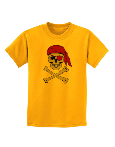 Pirate Skull Childrens T-Shirt-Childrens T-Shirt-TooLoud-Gold-X-Small-Davson Sales