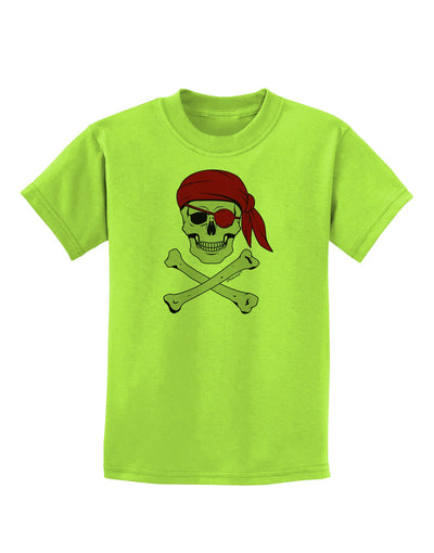 Pirate Skull Childrens T-Shirt-Childrens T-Shirt-TooLoud-Lime-Green-X-Small-Davson Sales