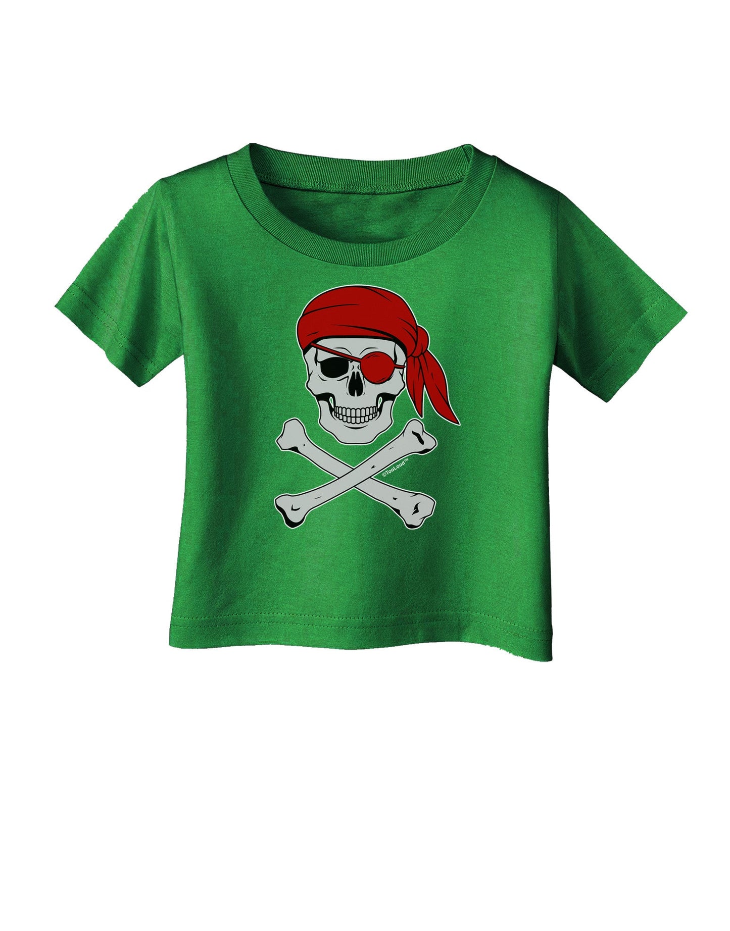 Pirate Skull Infant T-Shirt Dark-Infant T-Shirt-TooLoud-Clover-Green-06-Months-Davson Sales