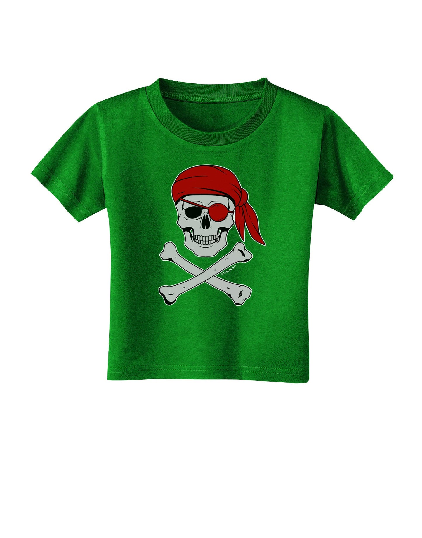 Pirate Skull Toddler T-Shirt Dark-Toddler T-Shirt-TooLoud-Clover-Green-2T-Davson Sales
