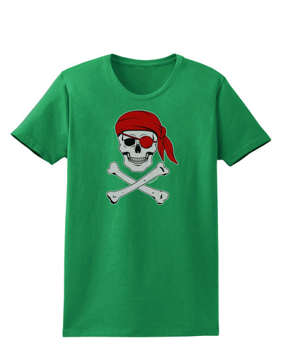 Pirate Skull Womens Dark T-Shirt-Womens T-Shirt-TooLoud-Kelly-Green-X-Small-Davson Sales