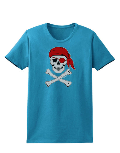 Pirate Skull Womens Dark T-Shirt-Womens T-Shirt-TooLoud-Turquoise-X-Small-Davson Sales