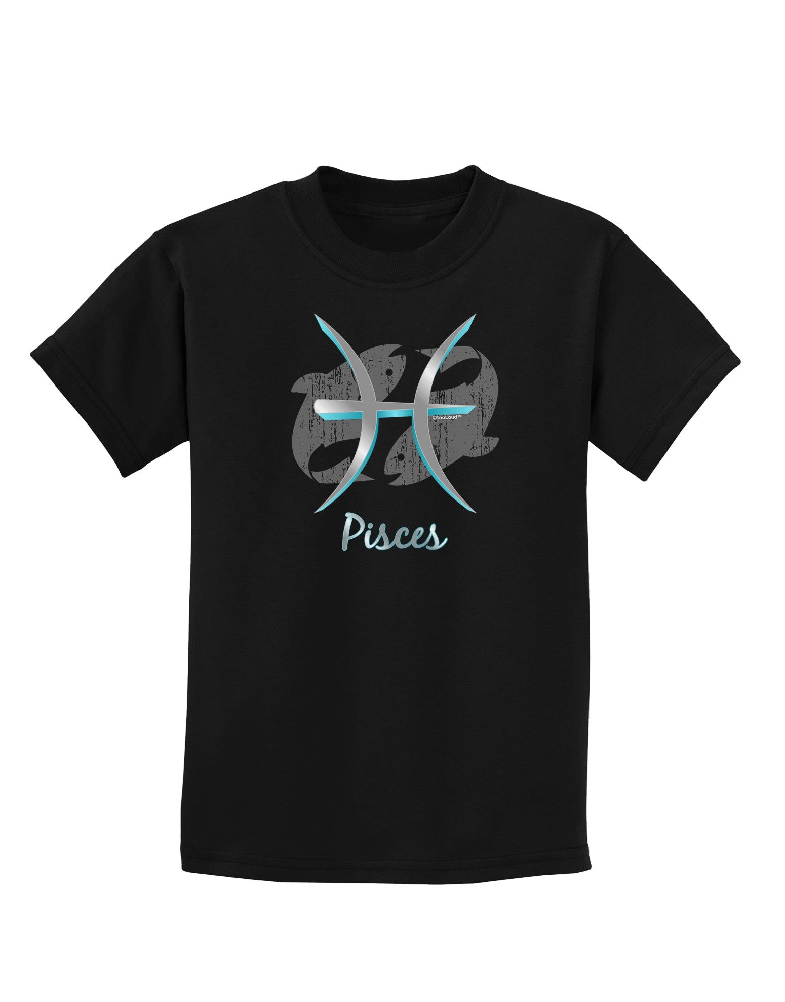 Pisces Symbol Childrens Dark T-Shirt-Childrens T-Shirt-TooLoud-Black-X-Small-Davson Sales