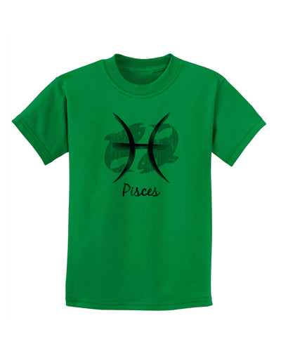 Pisces Symbol Childrens T-Shirt-Childrens T-Shirt-TooLoud-Kelly-Green-X-Small-Davson Sales