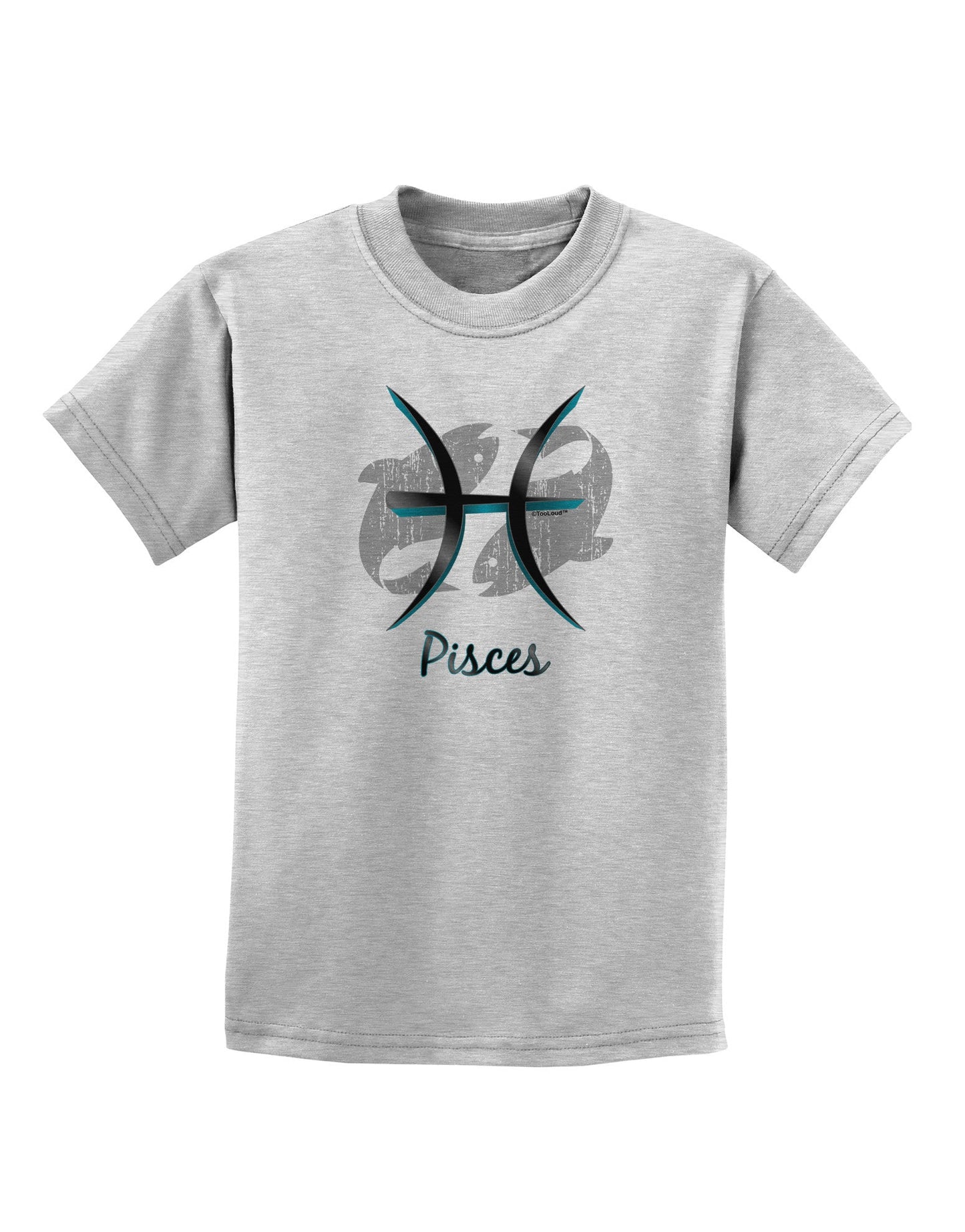 Pisces Symbol Childrens T-Shirt-Childrens T-Shirt-TooLoud-AshGray-X-Small-Davson Sales