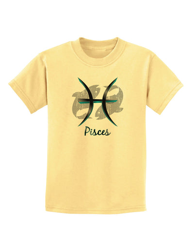 Pisces Symbol Childrens T-Shirt-Childrens T-Shirt-TooLoud-Daffodil-Yellow-X-Small-Davson Sales