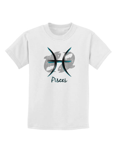 Pisces Symbol Childrens T-Shirt-Childrens T-Shirt-TooLoud-White-X-Small-Davson Sales