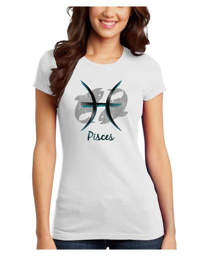 Pisces Symbol Juniors Petite T-Shirt-T-Shirts Juniors Tops-TooLoud-White-Juniors Fitted X-Small-Davson Sales