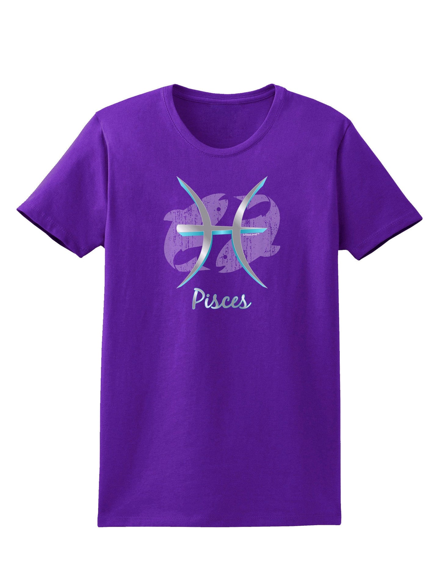 Pisces Symbol Womens Dark T-Shirt-TooLoud-Purple-X-Small-Davson Sales