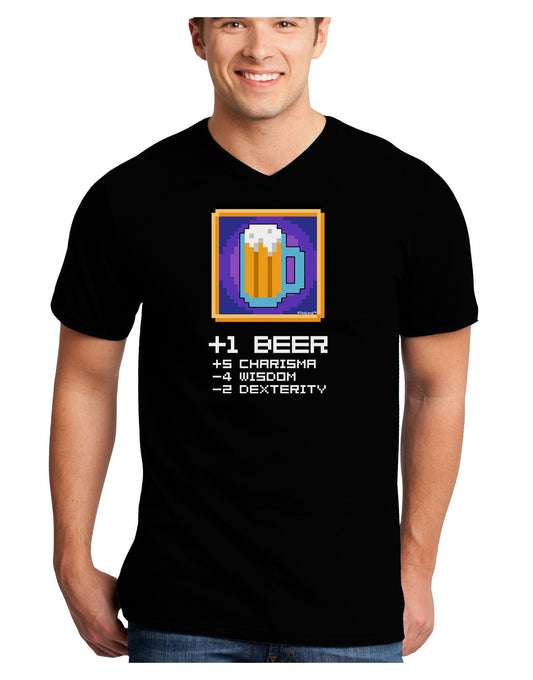 Pixel Beer Item Adult Dark V-Neck T-Shirt-TooLoud-Black-Small-Davson Sales