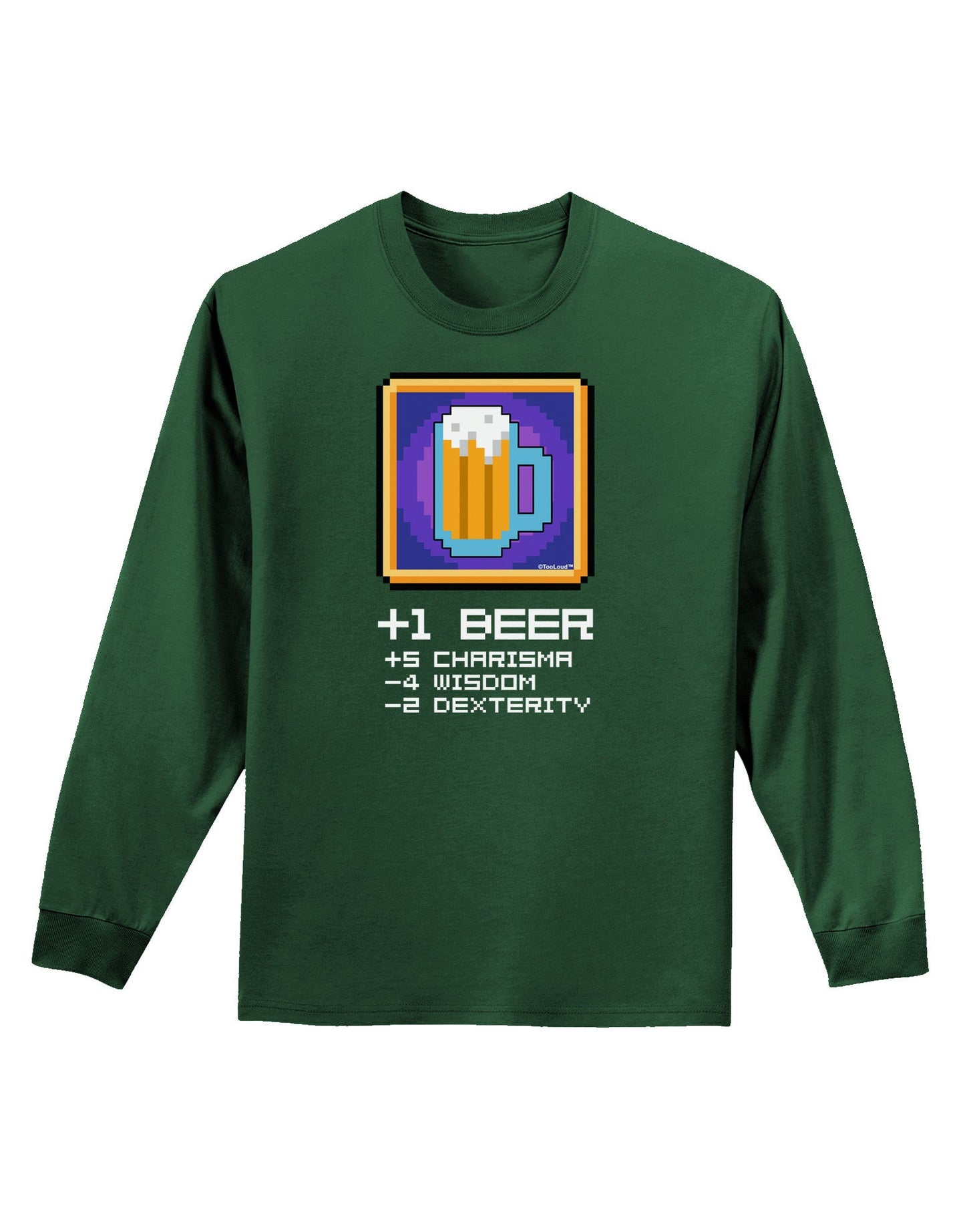 Pixel Beer Item Adult Long Sleeve Dark T-Shirt-TooLoud-Dark-Green-Small-Davson Sales