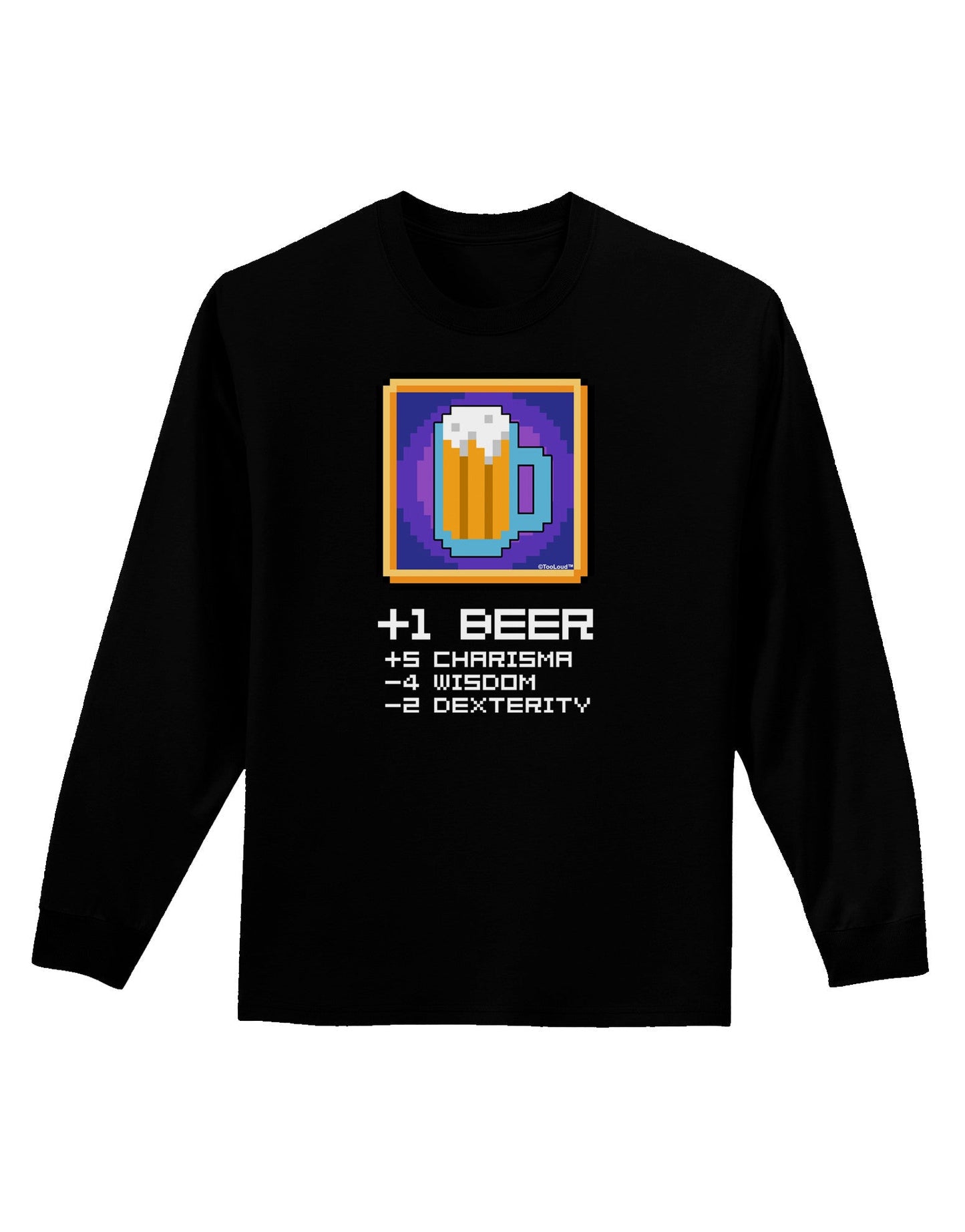Pixel Beer Item Adult Long Sleeve Dark T-Shirt-TooLoud-Black-Small-Davson Sales