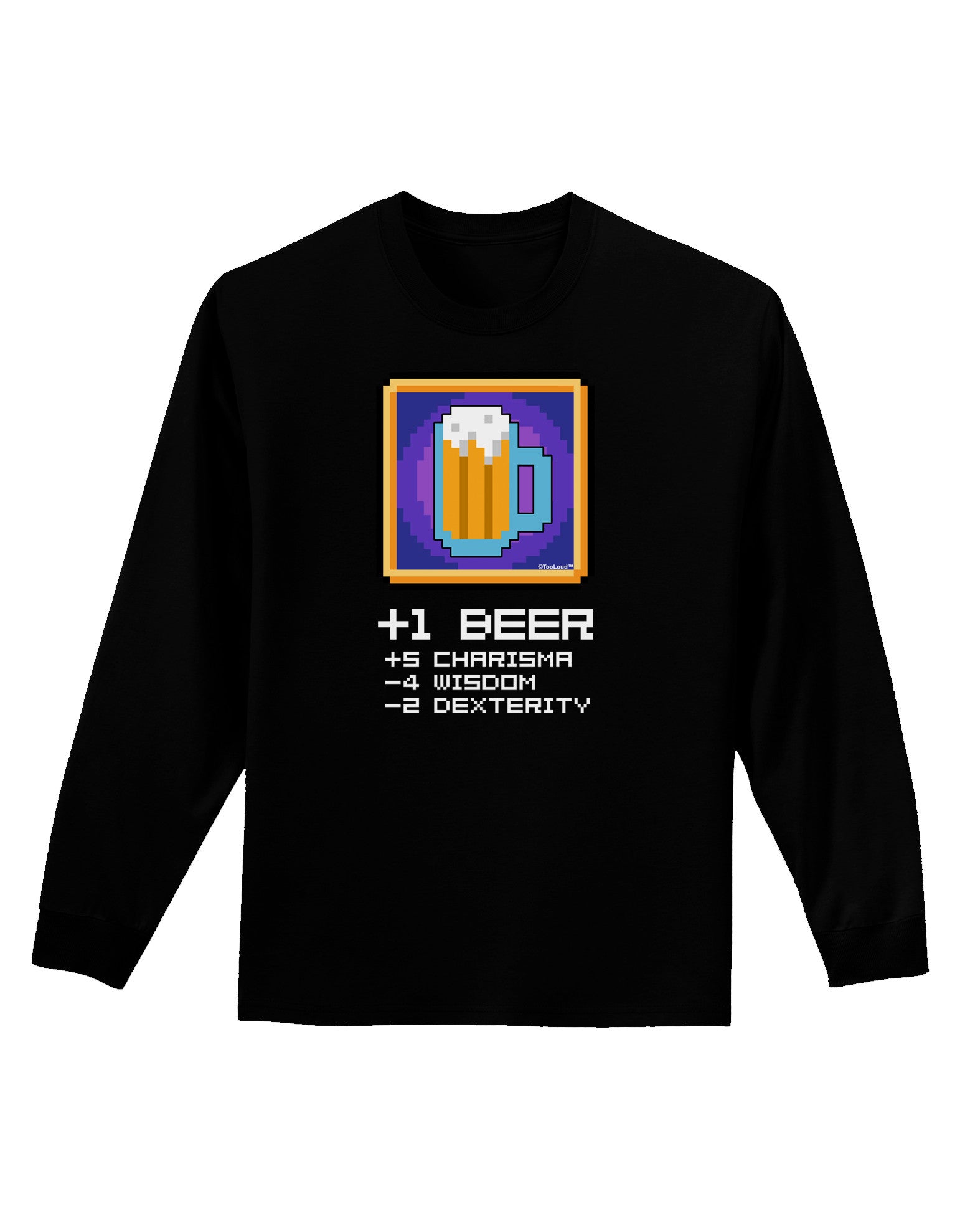 Pixel Beer Item Adult Long Sleeve Dark T-Shirt-TooLoud-Black-Small-Davson Sales
