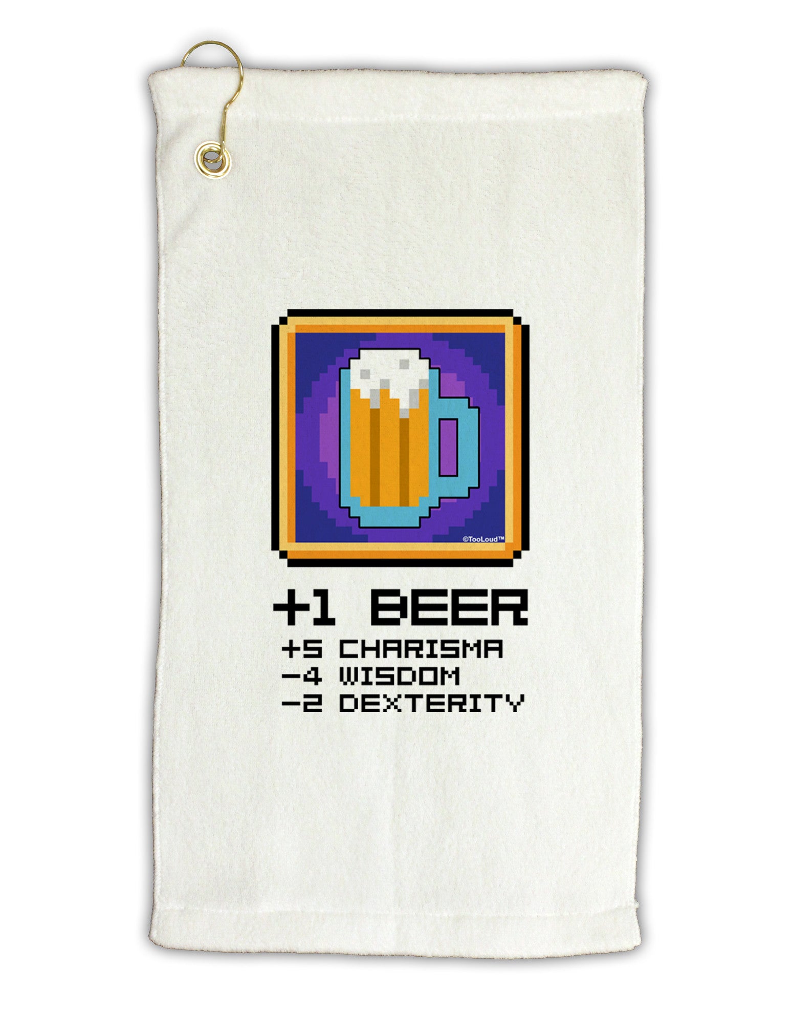 Pixel Beer Item Micro Terry Gromet Golf Towel 11"x19-Golf Towel-TooLoud-White-Davson Sales