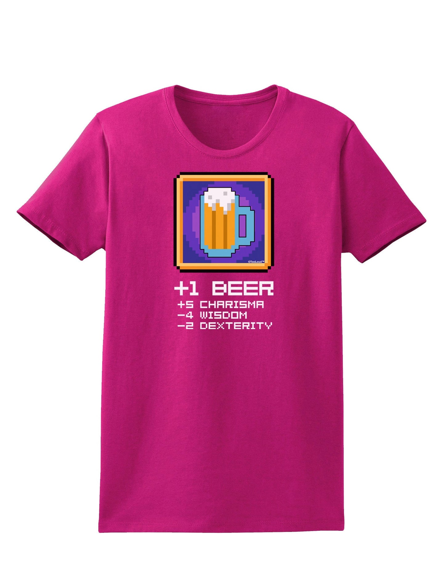 Pixel Beer Item Womens Dark T-Shirt-TooLoud-Hot-Pink-Small-Davson Sales
