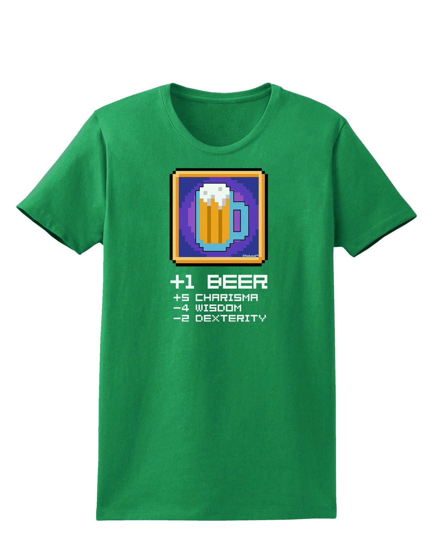 Pixel Beer Item Womens Dark T-Shirt-TooLoud-Kelly-Green-X-Small-Davson Sales