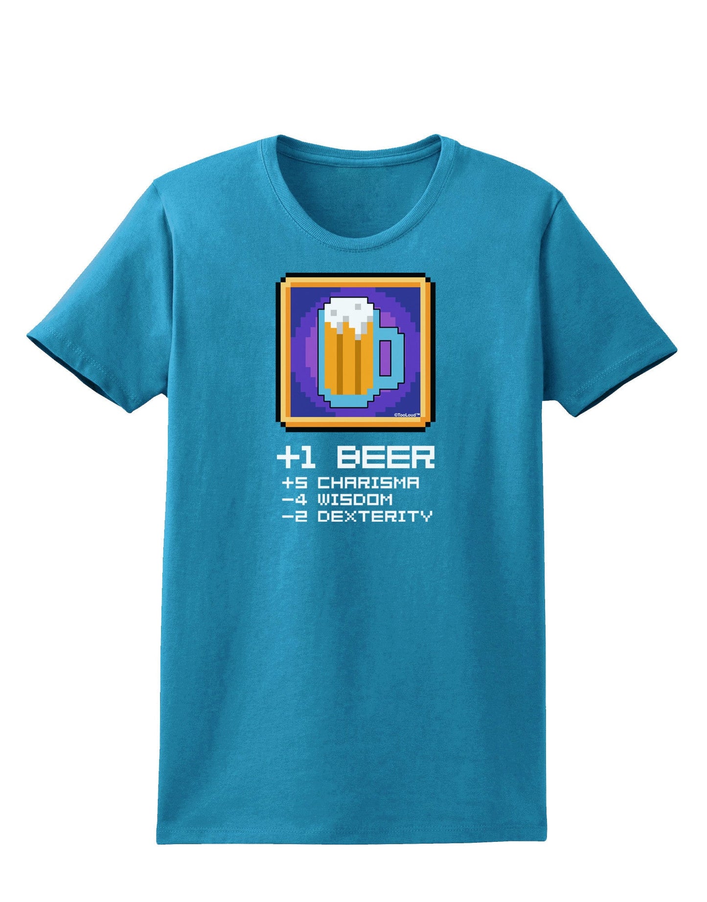 Pixel Beer Item Womens Dark T-Shirt-TooLoud-Turquoise-X-Small-Davson Sales