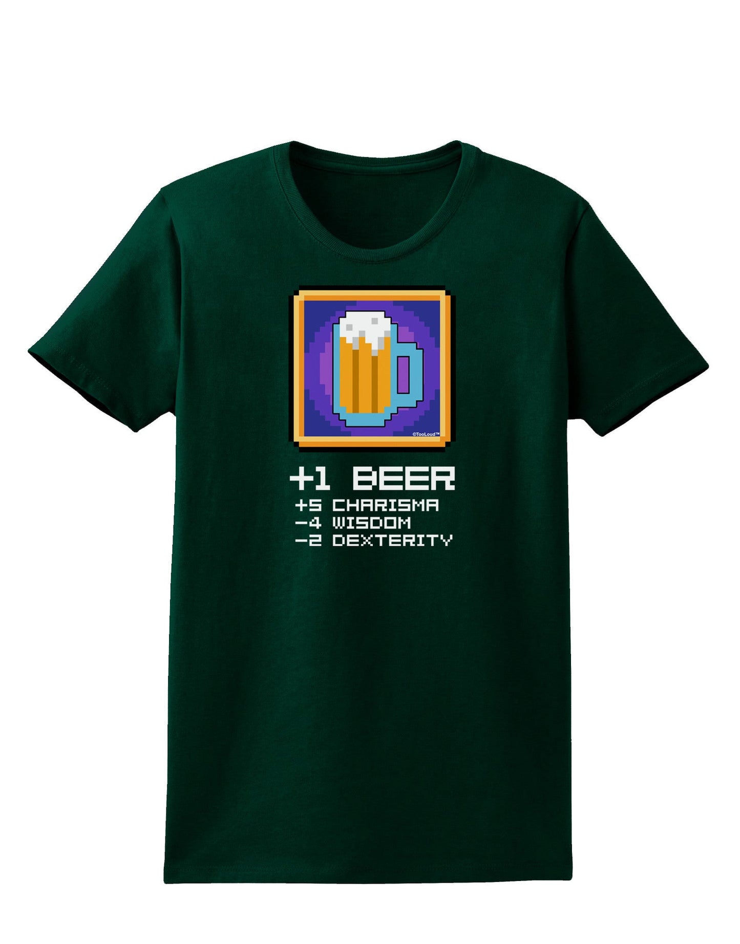 Pixel Beer Item Womens Dark T-Shirt-TooLoud-Forest-Green-Small-Davson Sales