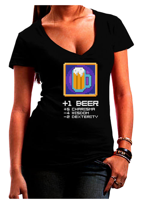 Pixel Beer Item Womens V-Neck Dark T-Shirt-Womens V-Neck T-Shirts-TooLoud-Black-Juniors Fitted Small-Davson Sales