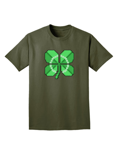 Pixel Four Leaf Clover Adult Dark T-Shirt-Mens T-Shirt-TooLoud-Military-Green-Small-Davson Sales