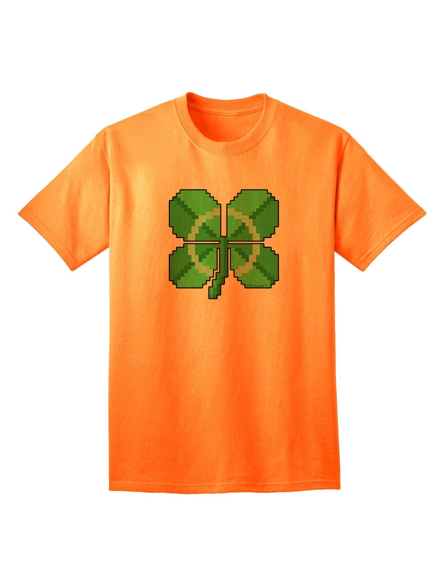 Pixel Four Leaf Clover Adult T-Shirt: Premium Quality, Stylish Design for Modern Casual Wear-Mens T-shirts-TooLoud-Neon-Orange-Small-Davson Sales
