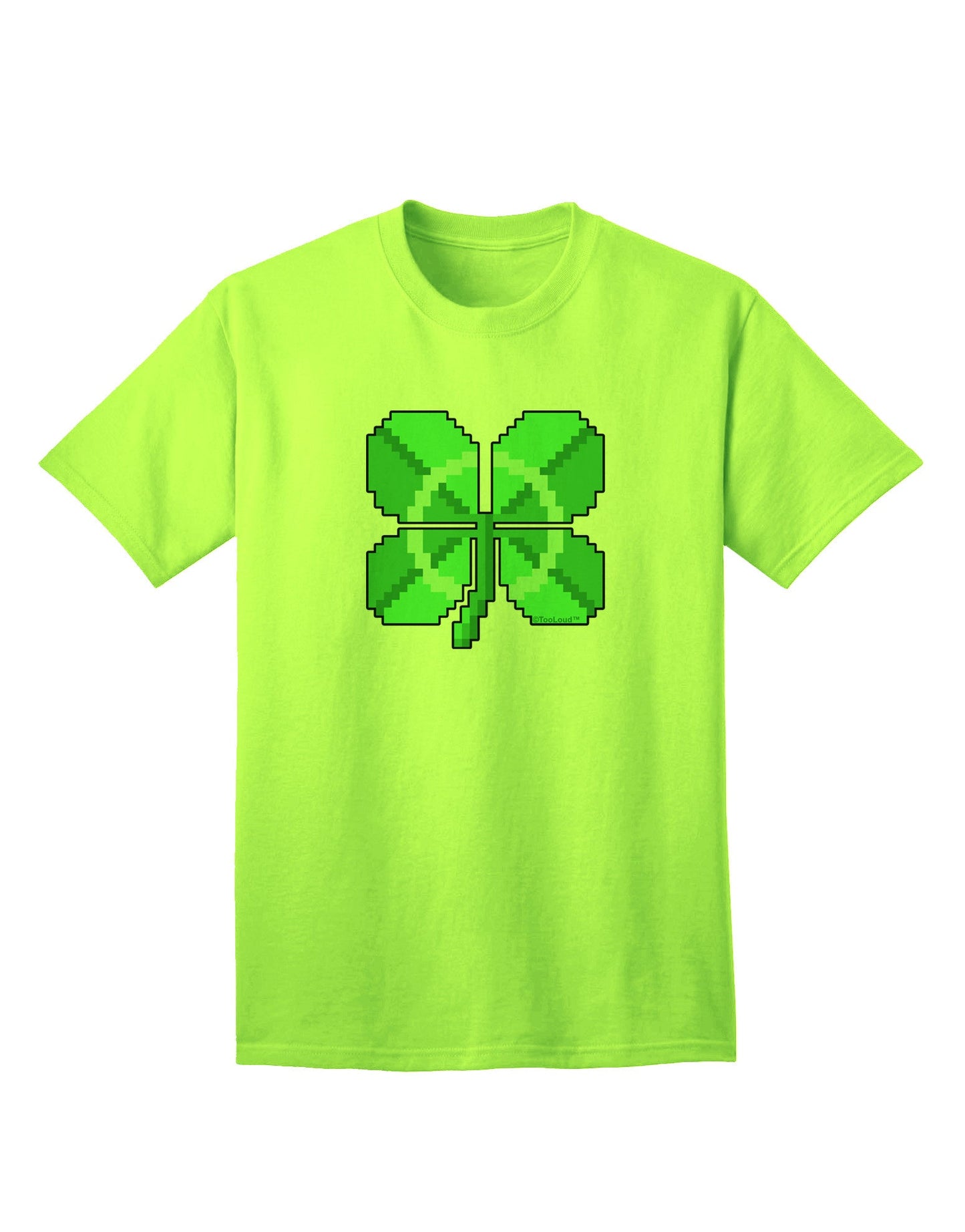 Pixel Four Leaf Clover Adult T-Shirt: Premium Quality, Stylish Design for Modern Casual Wear-Mens T-shirts-TooLoud-Neon-Green-Small-Davson Sales